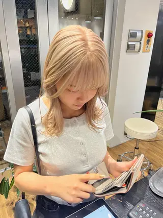 ミディアム ハイトーンNo.1✨ パーマ✨イマイタツヤのヘアスタイル