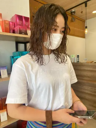 ミディアム カラー パーマ ヘアアレンジ パーマ指名No1 /namiのヘアスタイル