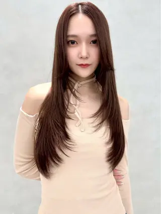ロング 学割🍒韓国風カット 縮毛矯正市川悟のヘアスタイル