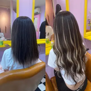 ロング カラー ヘアアレンジ チビ編み込みエクステ シールEXどぅ〜すのヘアスタイル