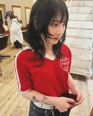 ミディアム カラー パーマ ショート/ボブ/ パーマ/柏原良亮のヘアスタイル