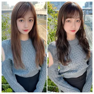セミロング カラー ヘアアレンジ 顔周りカット/髪質改 善/新宿/畑中稔里のヘアスタイル