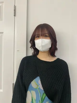 ミディアム カラー yumeka🩶ボブ 暖色/透け感カラーのヘアスタイル