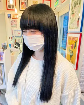 セミロング カラー レイヤーウルフ エクステ磯部のヘアスタイル