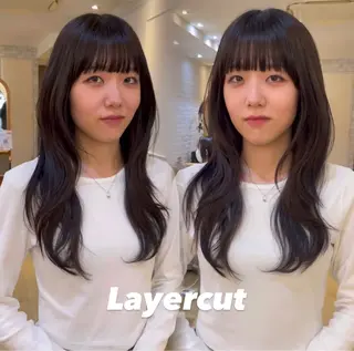 ロング ちのレイヤー/ハッ シュカット🌷💝のヘアスタイル