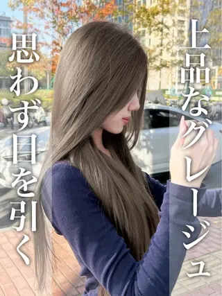 ロング カラー 透明感カラー グレージュ/あいのヘアスタイル