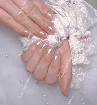 ネイル Shineジェル& チップ長さだしのネイルデザイン