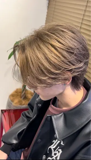 ショート カラー パーマ メンズ パーマ特化/鶴田 来夢のヘアスタイル