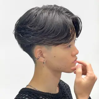 ショート パーマ メンズ ✨️センターパート✨ ニュアンス,フェザーのヘアスタイル