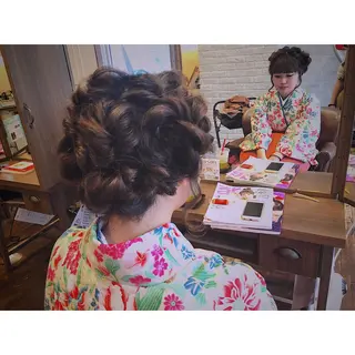 セミロング カラー パーマ ヘアアレンジ 藤井 菜緒のヘアスタイル