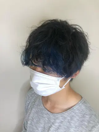 ショート カラー メンズ 塩谷黎✨ブリーチ無W カラーメンズパーマ✨のヘアスタイル