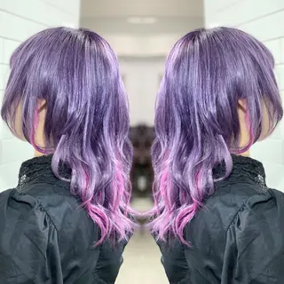 ミディアム カラー ヘアアレンジ 髪質改善×ハイトーン 中田啄也のヘアスタイル