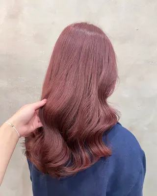 ロング カラー ヘアアレンジ 【ピンク/韓国ヘア/ ヘアセット】亜海のヘアスタイル