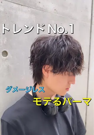 メンズ 透明感ブリーチ/ メンズパーマのヘアスタイル