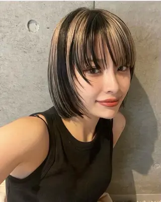 ミディアム カラー 加藤 祐斗のヘアスタイル