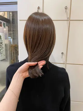 セミロング mao♡ベージュ/ 顔周りカットのヘアスタイル