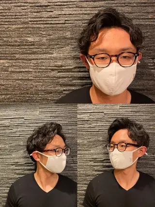 ミディアム パーマ メンズ カット指名No1漆原 聡のヘアスタイル