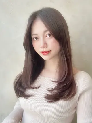 セミロング カラー パーマ 新宿✨レイヤーカット 韓国ヘア/坂本亜裟海のヘアスタイル