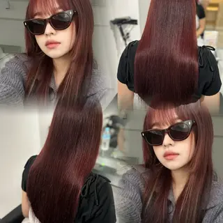 ロング Yuzu️🫧AO/ ハイトーン／韓国ヘアのヘアスタイル