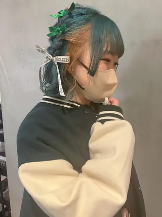 ショート カラー ヘアアレンジ オタク特化🎀 顔まわり🎀ゆうなのヘアスタイル