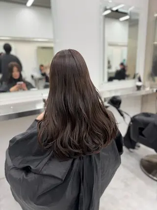 セミロング カラー ブリーチなし🤍透明 感カラー🤍しゅうじのヘアスタイル