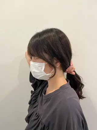 ロング 韓国ヘア レイヤーカットのヘアスタイル