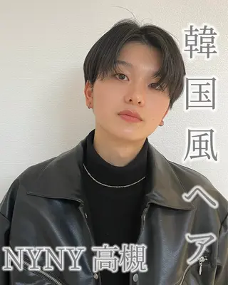 メンズ 顔周りレイヤーカット 透明感カラー達冨のヘアスタイル