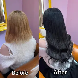 ロング シール＋ちび編み込み エクステ梅田🐨のヘアスタイル