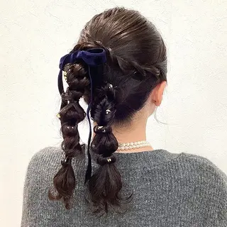 セミロング ヘアアレンジ ヘアアレンジ/透明感 カラー/AKARIのヘアスタイル