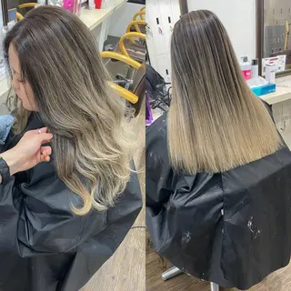 ミディアム カラー ヒカ/外国人風 デザインカラーのヘアスタイル