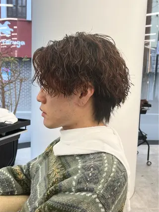 ミディアム カラー パーマ メンズ 森龍馬 メンズ専門美容師のヘアスタイル