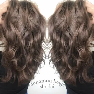 ロング カラー ハイライト、レイヤー カット/西梅田/中西のヘアスタイル
