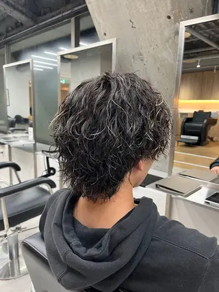 ショート パーマ メンズ 波巻きスパイラル🌀 新潟/万代/山下優のヘアスタイル