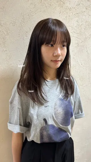 ミディアム カラー v-lab studio所属・韓国レイヤーカット/ 艶カラー/ noaのヘアスタイル