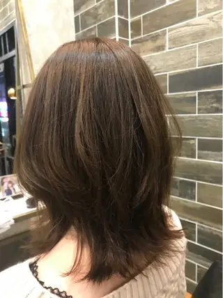 ミディアム カラー ブリーチなし透明感 タケザワミキのヘアスタイル