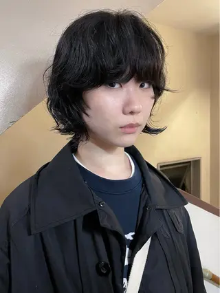 ミディアム パーマ レイヤー/ハイトーン /ブリーチ/安部佑哉のヘアスタイル