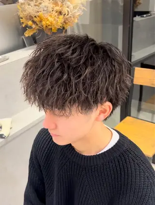 ミディアム パーマ メンズ Lenis所属・渡邊 拓玖斗のヘアスタイル