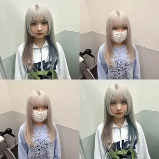 ミディアム カラー 韓国ヘア特化💍 tiam💍ブリーチのヘアスタイル