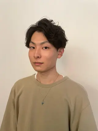 パーマ メンズ センターパート 川島爽楽のヘアスタイル