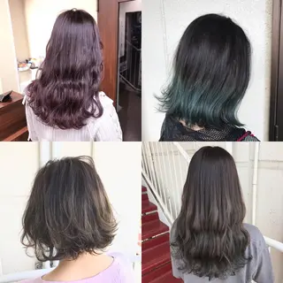 カラー SHIN/レイヤー カット×クロスパーマのヘアスタイル