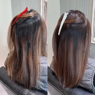 ミディアム カラー パーマ KIZU 髪質改善 オカルト怪談のヘアスタイル