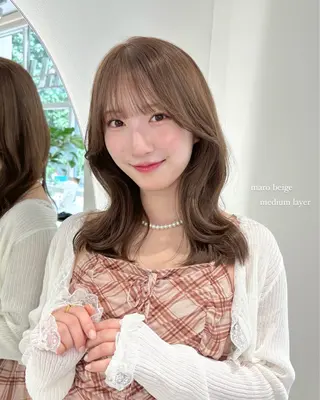 ミディアム ばんちなつ / ボブ/透明感カラーのヘアスタイル