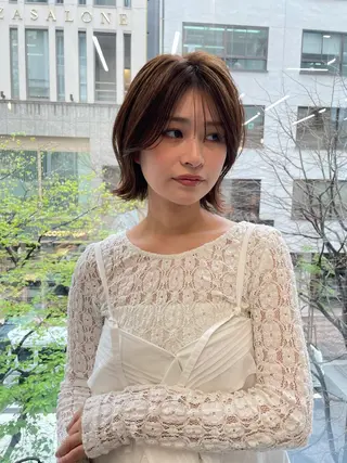 ミディアム カラー 顔まわり/レイヤー 🌼MIU🌼のヘアスタイル
