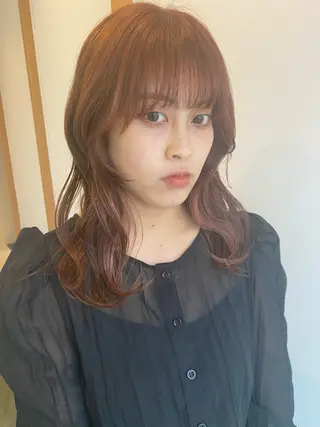 ロング カラー パーマ ホリイ ハルカのヘアスタイル