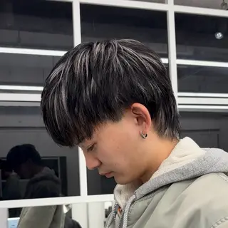 カラー メンズ 💋ホワイトメッシュ /パーマ/メンズ💋のヘアスタイル