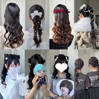 ロング ヘアアレンジ 艶カラーヘアアレンジ 縮毛矯正🍓ひふみのヘアスタイル