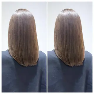 ミディアム カラー 顔周りレイヤーカット 透明感カラー達冨のヘアスタイル