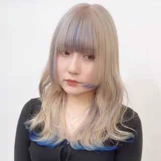 ロング カラー ブリーチなしピンク 赤井龍斗のヘアスタイル