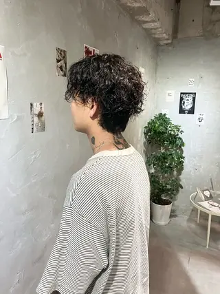 ミディアム パーマ メンズ door white hideのヘアスタイル