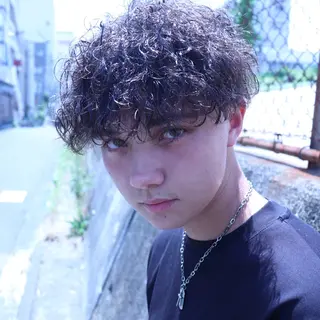 ミディアム パーマ メンズ メンズパーマ/ メッシュ😎タクミのヘアスタイル